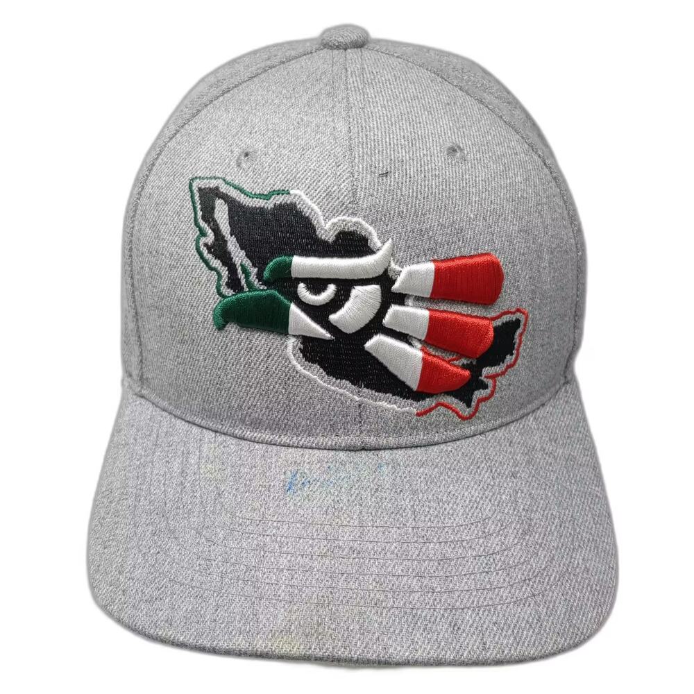 Big Bear Snapback Hat Gray Black OS Mexico Map Embroidered Under Brim Graphic